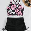 2024 Cross-Border European & American Women's High-Waisted Backless Print Bikini