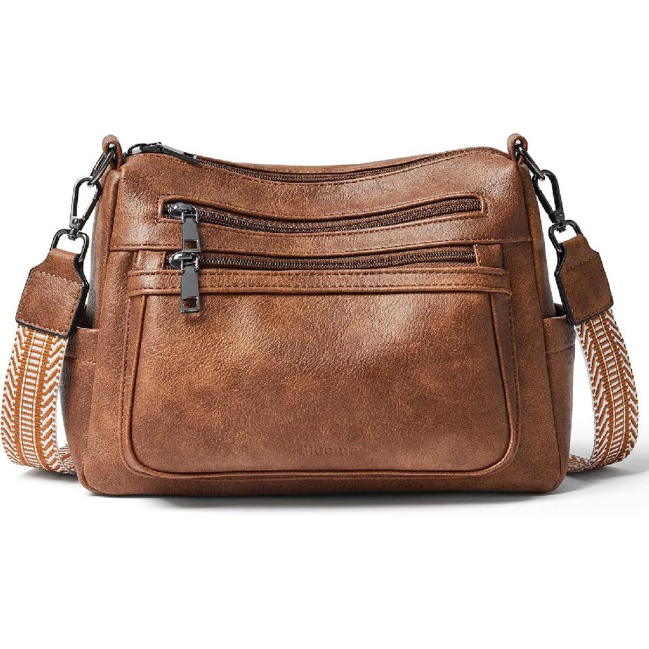 Bluome Crossbody Purses for Women, Medium Large Faux Leather Crossbody Bags Lightweight Sling Bag Shoulder Handbags