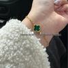 Four-Leaf Clover Malachite Bracelet for Women - Versatile, Colorfast, Light Luxury, Medium Size.