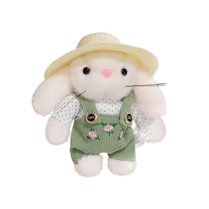 Cartoon Dressed In Pastoral Rabbit Doll Sleep Comforting Doll White Rabbit Pendant Doll Plush Toy