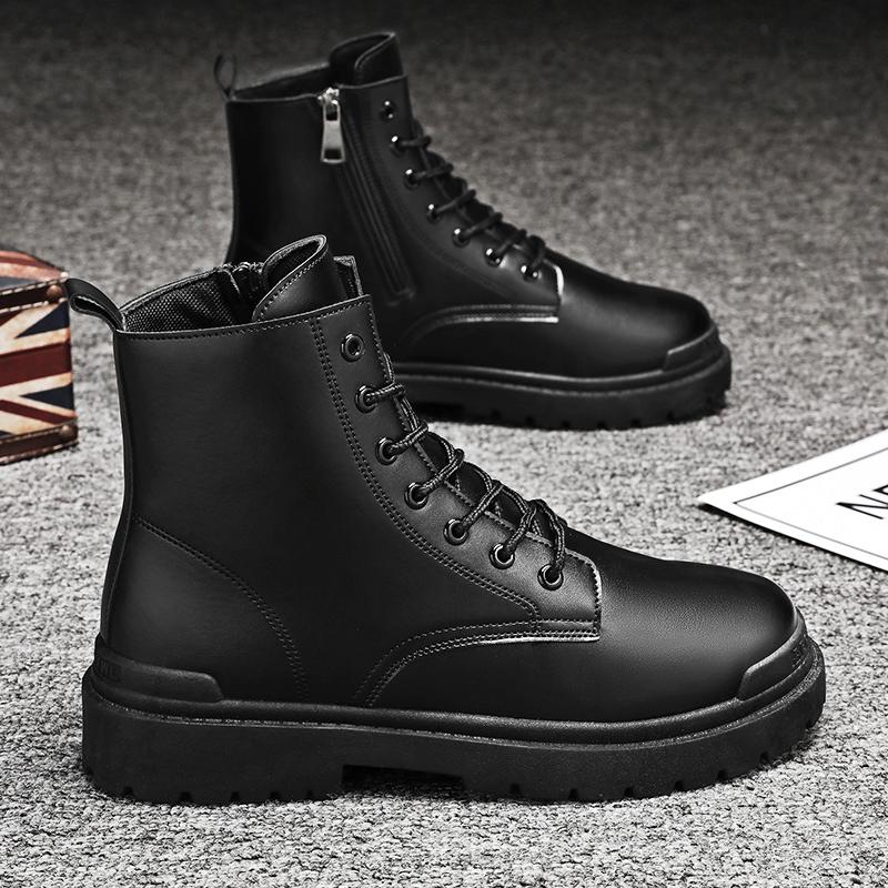 Men Boots Brand Casual Shoes Anti Slip Comfortable Lacing Platform Boots Fashion Motorcycle Waterproof Work Boots Durable