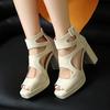 Spring and Summer New Sandals Women's High Heels Muffin Thick-soled Cool Boots Wedge Heel Fish Mouth Women's Shoes Hollow Roman Shoes