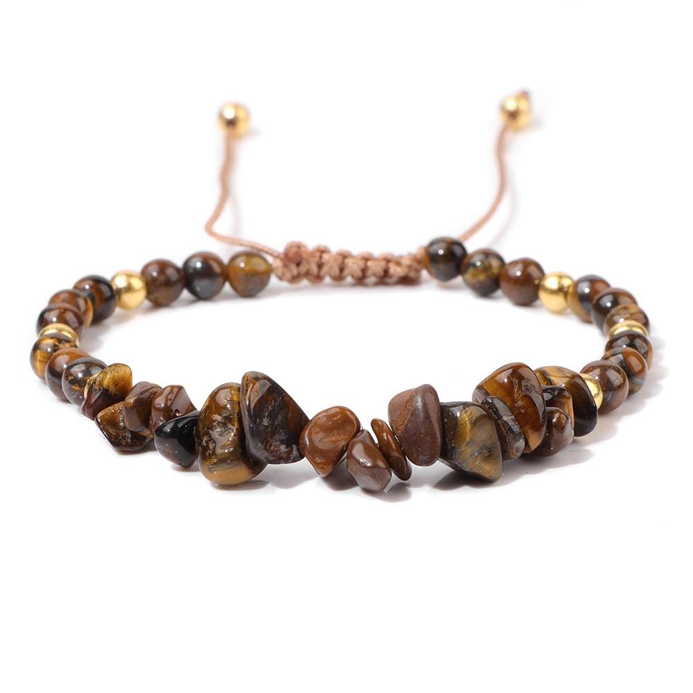 Natural Stone Bead Woven Bracelet, Men's And Women's Hand Accessories Retro Adjustable Weaving