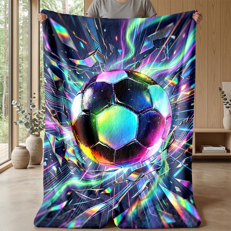 Futuristic Soccer Ball Artwork Theme blanket Lightweight Warm Flannel Blanket Decorative Throw Blanket for Home Decoration