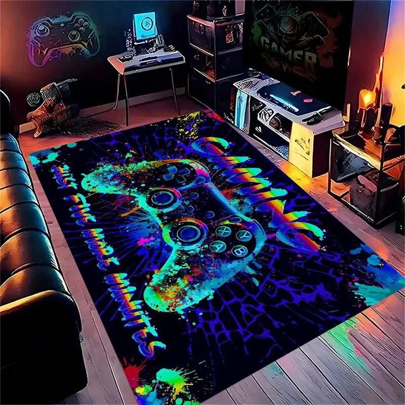 Gaming for Boys Room Gamer Casual Carpet with Controller Design Rug for Game Room Bedroom Decor Machine Washab Mat