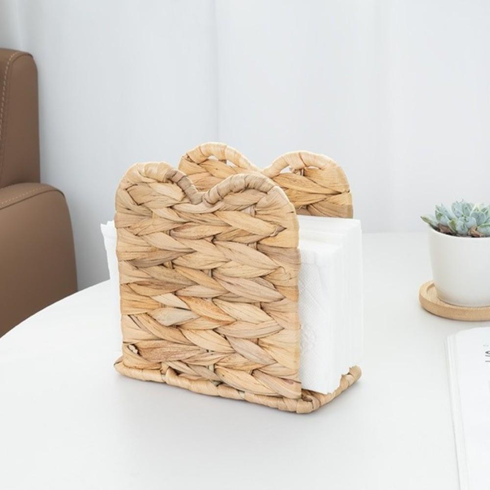 Rustic Style Grass Napkin Holder Vintage Handmade Standing Tissue Dispenser Natural Tissue Holder Coffee Table