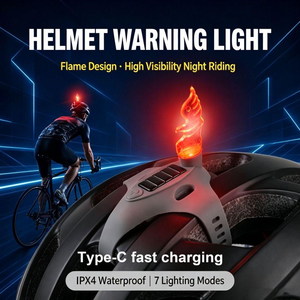 7 Gears Adjustment Bicycle Helmet Light Type-C Warning Helmet Light Daily Bike