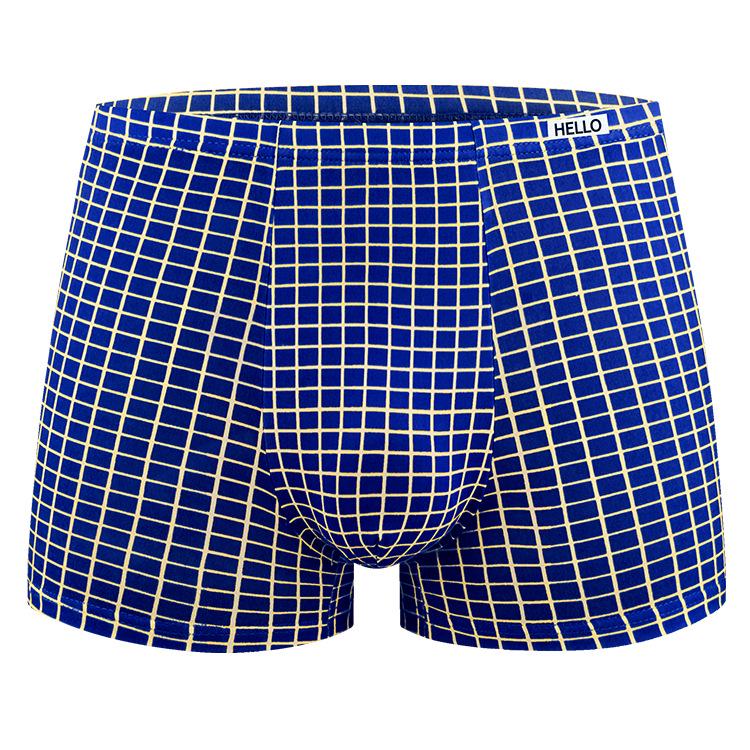 Men s Mid-Waist Plaid Boxer Shorts - European & American Plus Size