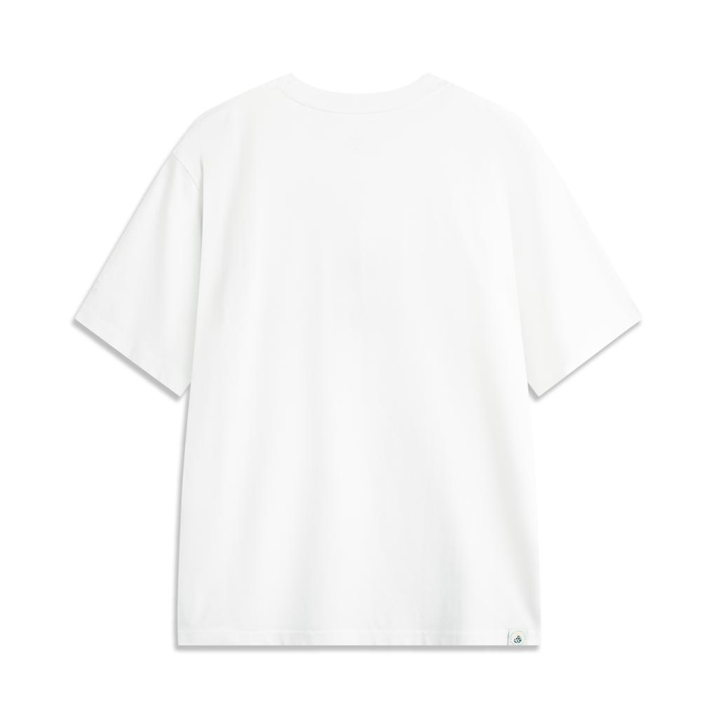 Li Ning Sports Lifestyle Series 2024 Honor Color Series In My Name Large Logo Print Cultural Sports Short Sleeve T-Shirt Unisex Tops White AHSUC27-1