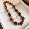 Vintage Maillard Acrylic Large Irregular Beads Choker Necklace For Women Geometric Round Beaded Necklace Autumn Winter Jewelry