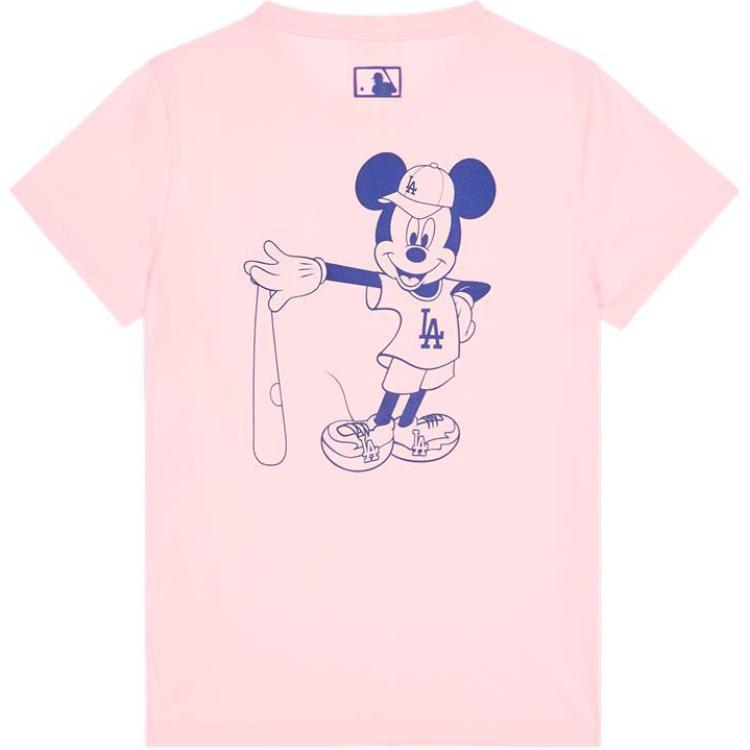 New MLB X Disney Los Angeles Dodgers LA DODGERS T Shirt Unisex Pink 31TSK1031-07P