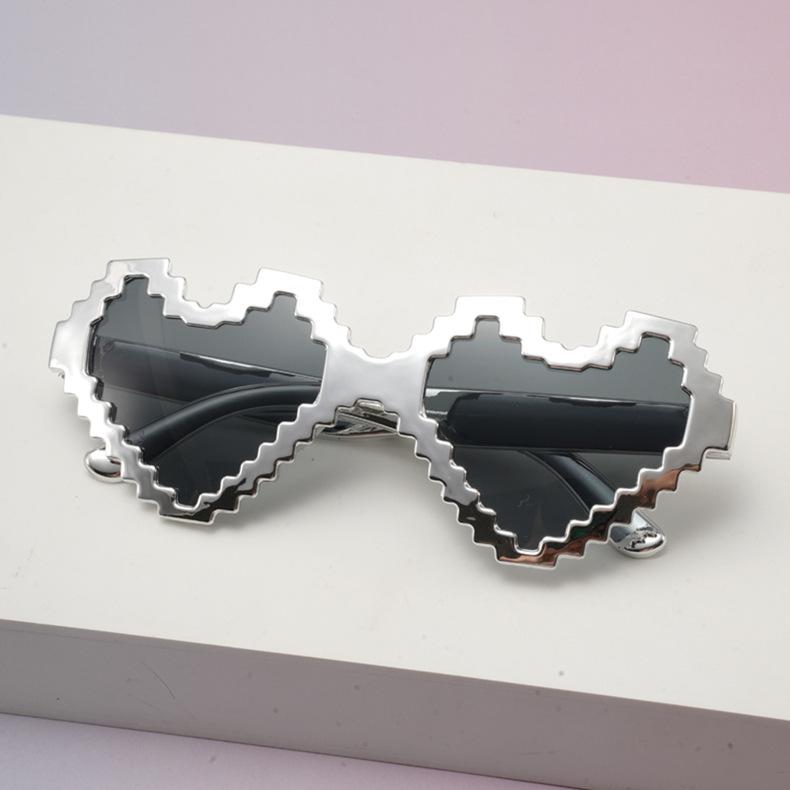 New love sunglasses mosaic glasses men's and women's candy color peach heart sunscreen sunglasses SUNGLASSES