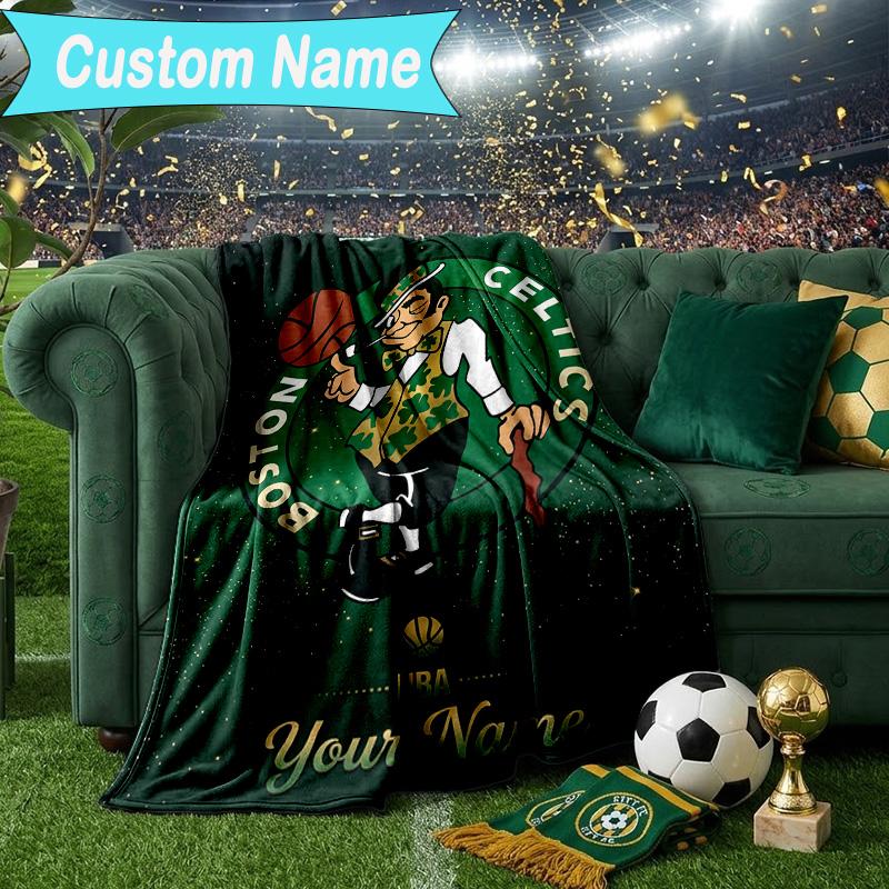 Custom Name Blanket Boston-Celtics Logo Blanket Bedding Blanket for Travel, Camping, Living Rooms, Offices, Sofas, Fan Christmas Gift