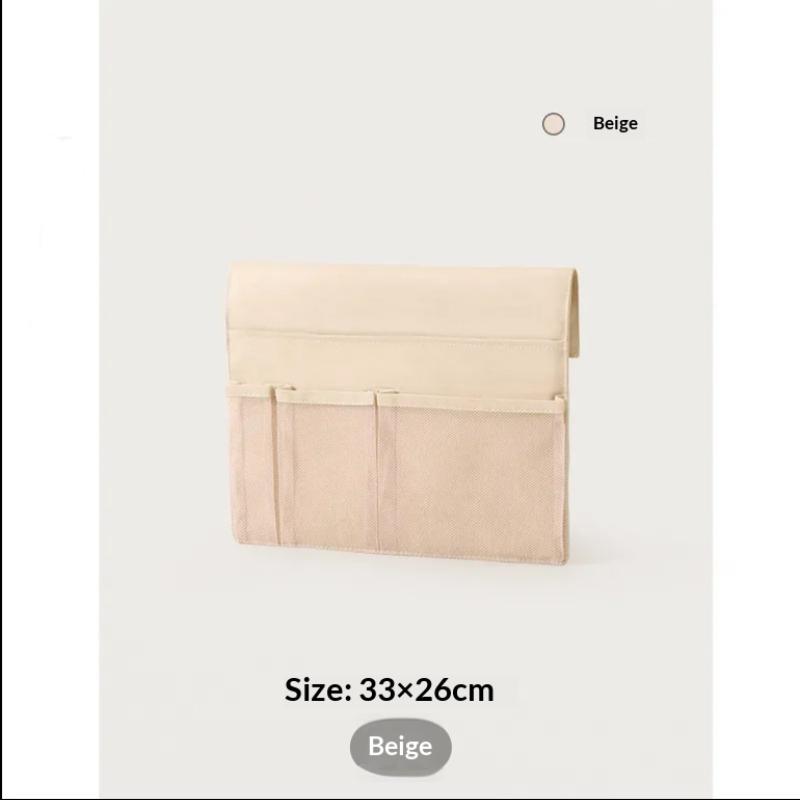 

Новая корзина для хранения Подвесная полка для хранения Книжная полка для пульта от кровати Сумка для хранения в общежитии Стойка с крючком Карман у кровати бежевый