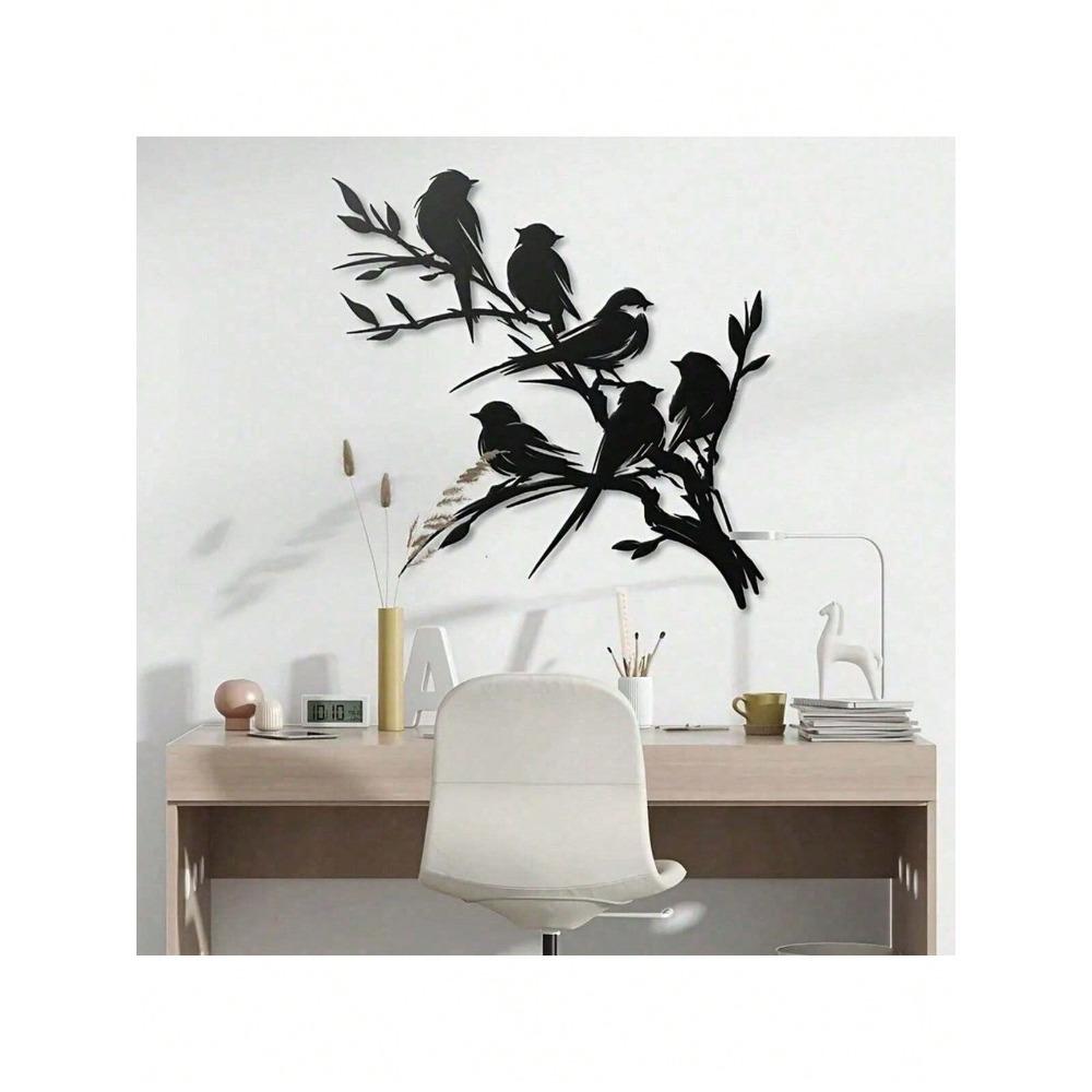 Metal Bird Silhouette Wall Art Laser Cut Hanging Sculpture Modern Home Decor Gift