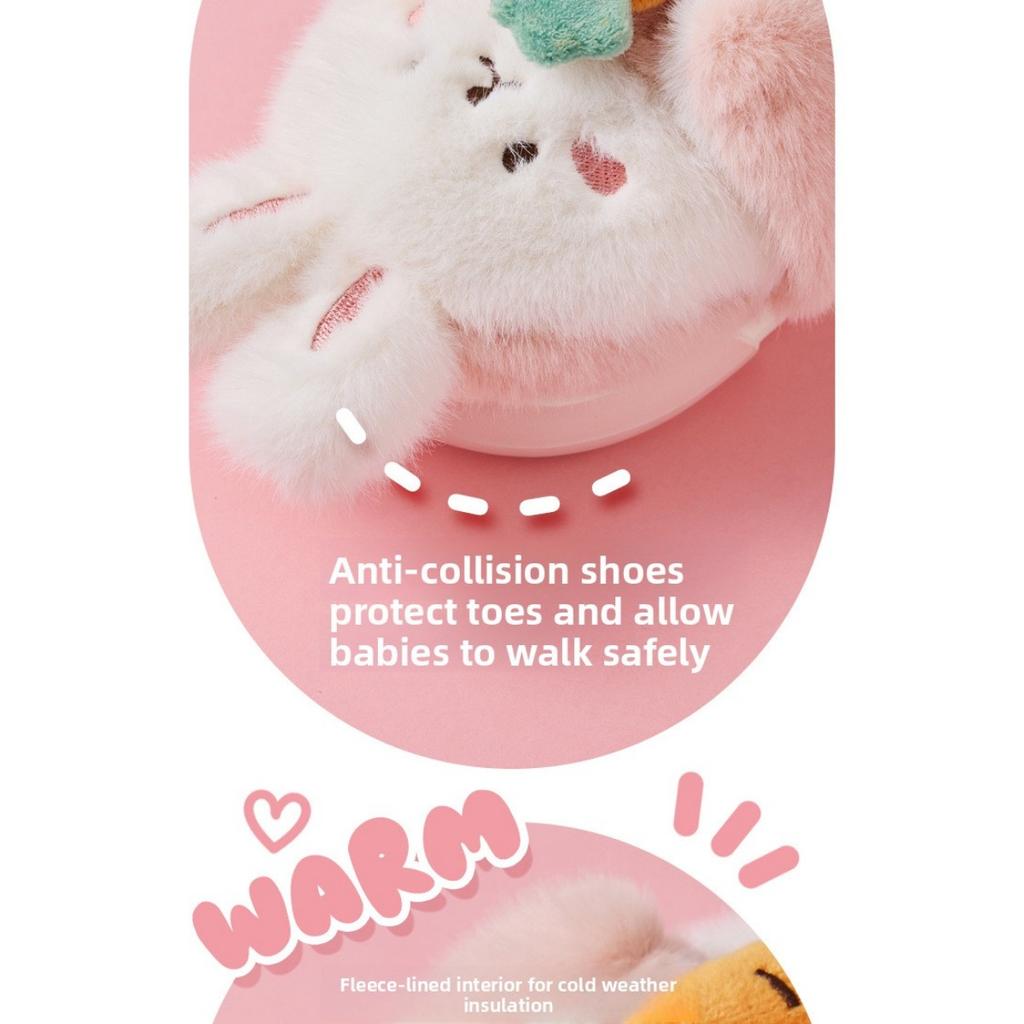 Children's Cotton Slippers In Winter Cartoon Cute Girl Plush Three-dimensional Rabbit, Children's Kindergarten Bag and Slippers