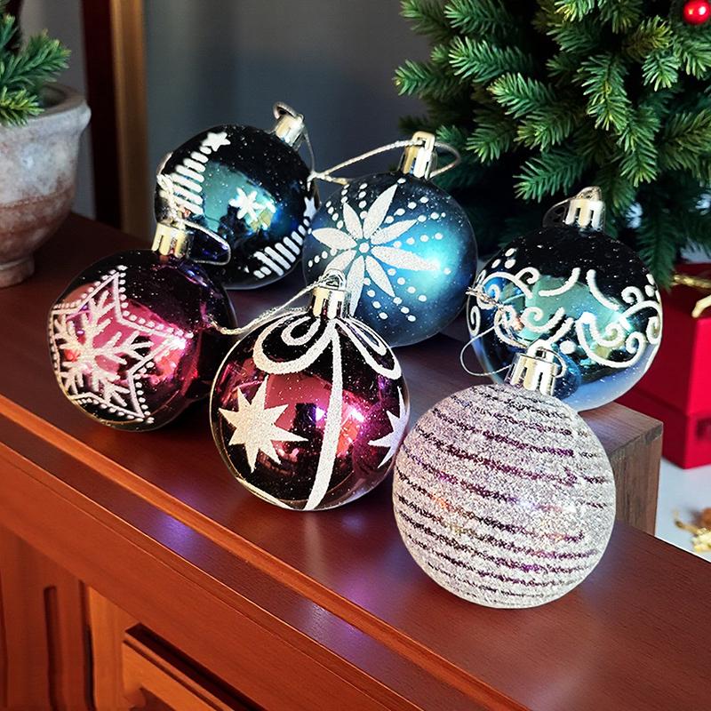 Y 6Pcs 6CM Christmas Balls Hanging Xmas Tree Pendant Ornaments for Party Wedding Decor New Year Navidad Gifts  Home Decoration