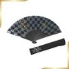 Used [New] [Hasegawa] Kyoto Fan, Checkered Pattern, Chojugiga, Black Dyed, Kyoto Craftsman Handmade Fan, Fan Bag Included, Gift Box 0