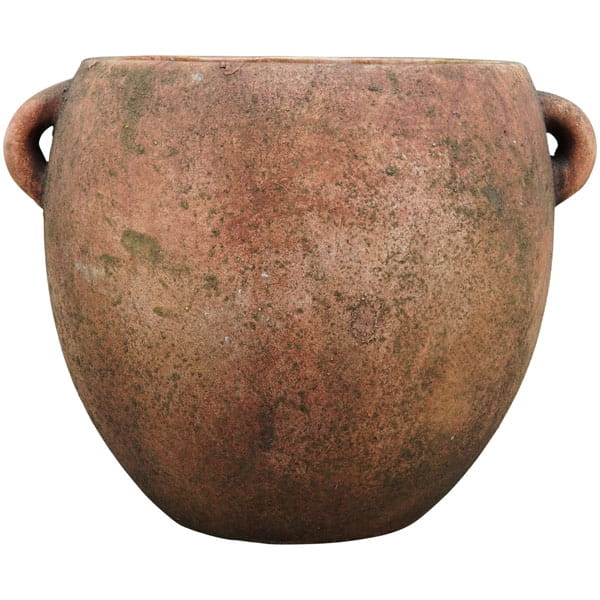 Brown ceramic flower pot with terracotta handles 24cm