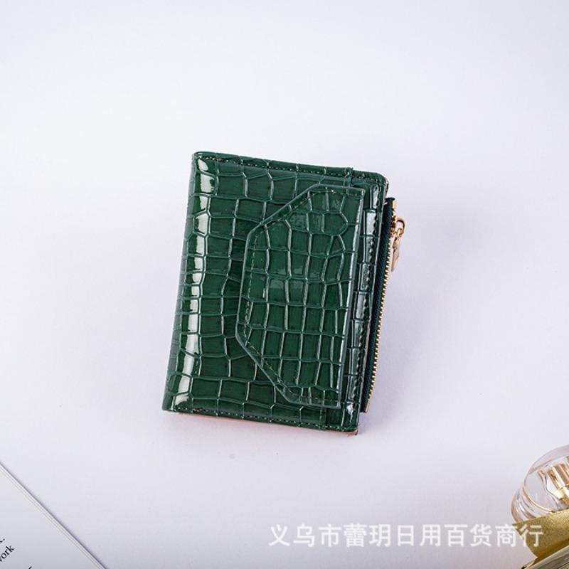 

Персонализированный кошелек с узором под камень, новый женский короткий лакированный кошелек-визитница, милая монетница в руке 12*9*2.5 зелёный