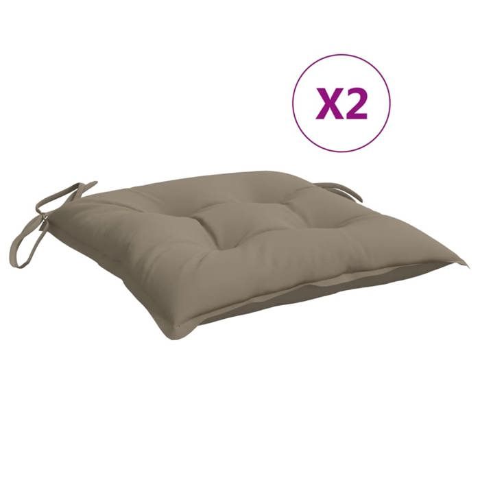 VidaXL Lot de 2 Coussins de Chaise, Galette de Siège avec Jeux de Cordes, Coussin d'Extérieur Imperméable, Taupe 40x40x7 cm 361474