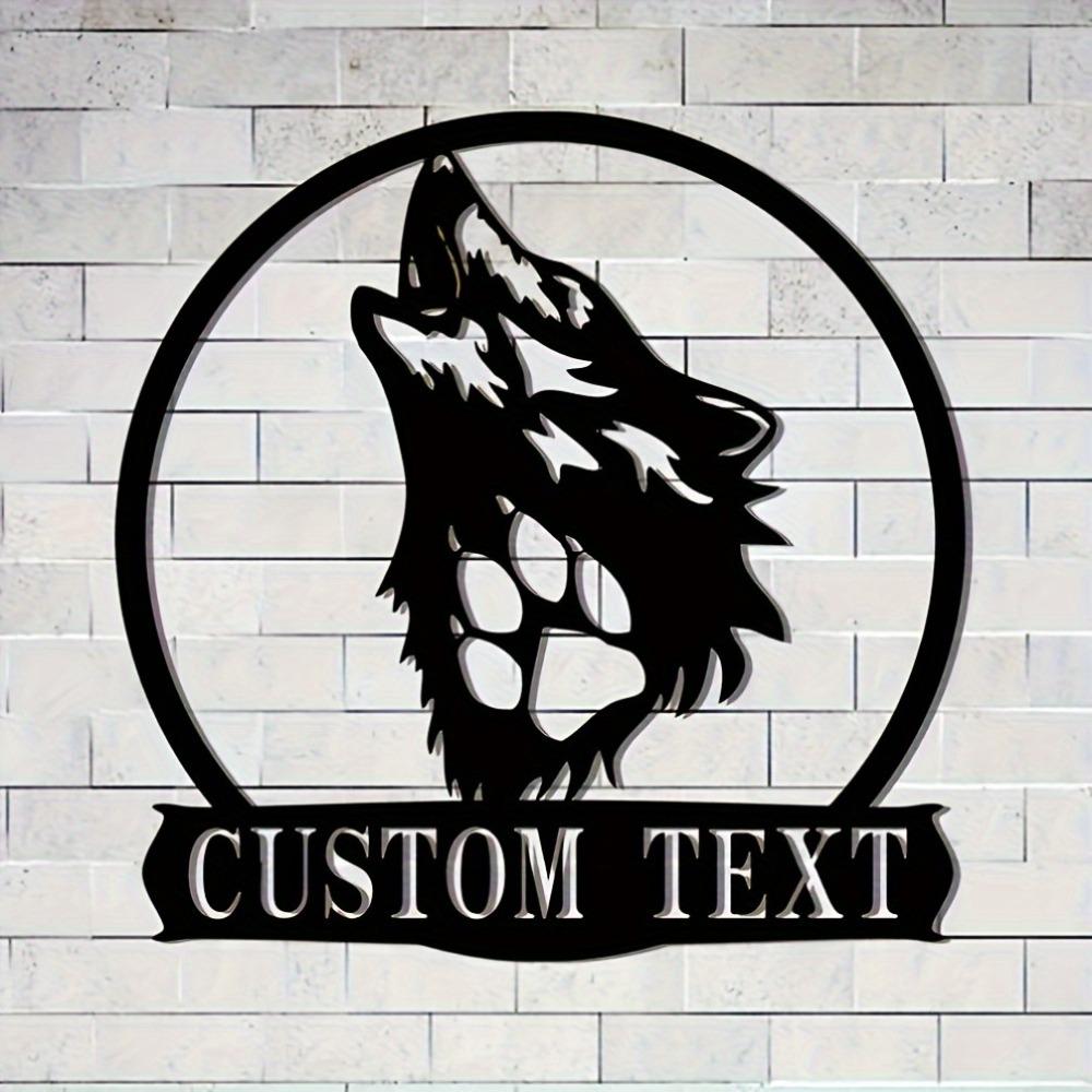 Custom Metal Wolf Head Wall Decor with Personalized Text - Indoor/Outdoor Sign for Home & Garden