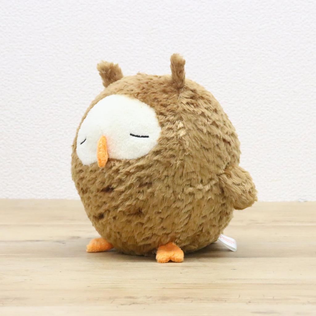 Shinada Round Owl (L) Plush Toy, Brown, Tsumuri