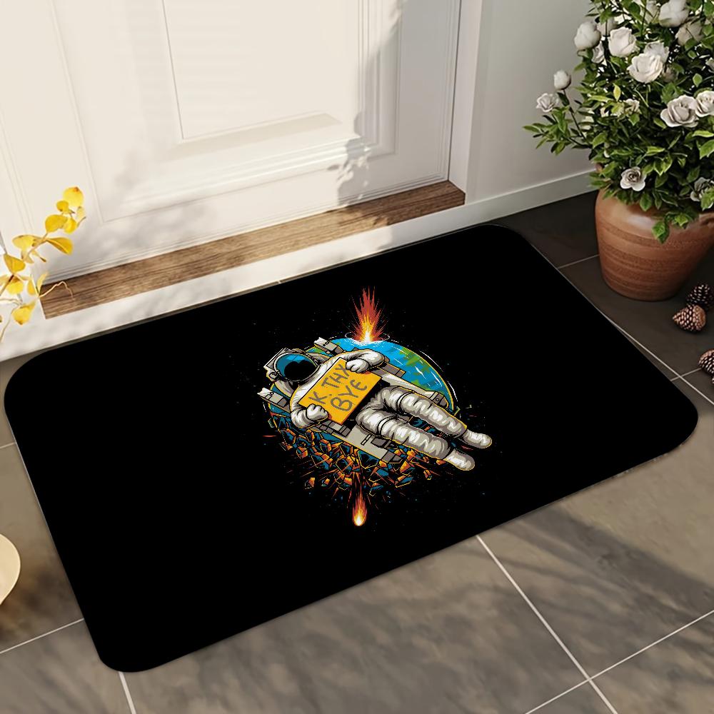 1pc Cartoon Rocket Astronaut Bathroom Absorbent Mats Anti-Slip Mats Home Decor Supplies Carpets Home Kitchen Floor Mats