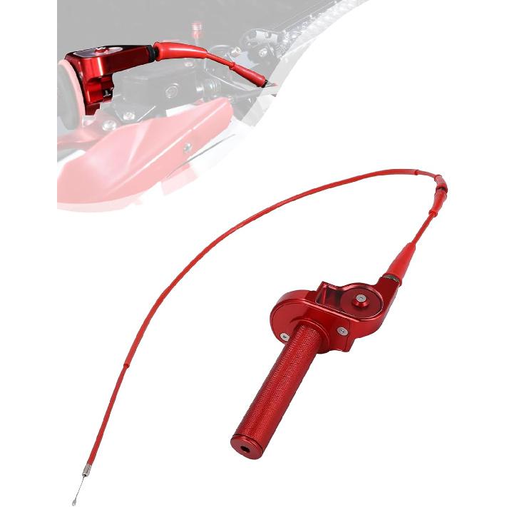 

Motorcycle Throttle Grip with 51.18 Cable,7/8 22mm CNC Aluminum Quick Twister Assembly Universal for Dirt Mini Pit Bike 49CC-125CC CRF XR KX YZ TTR червоний