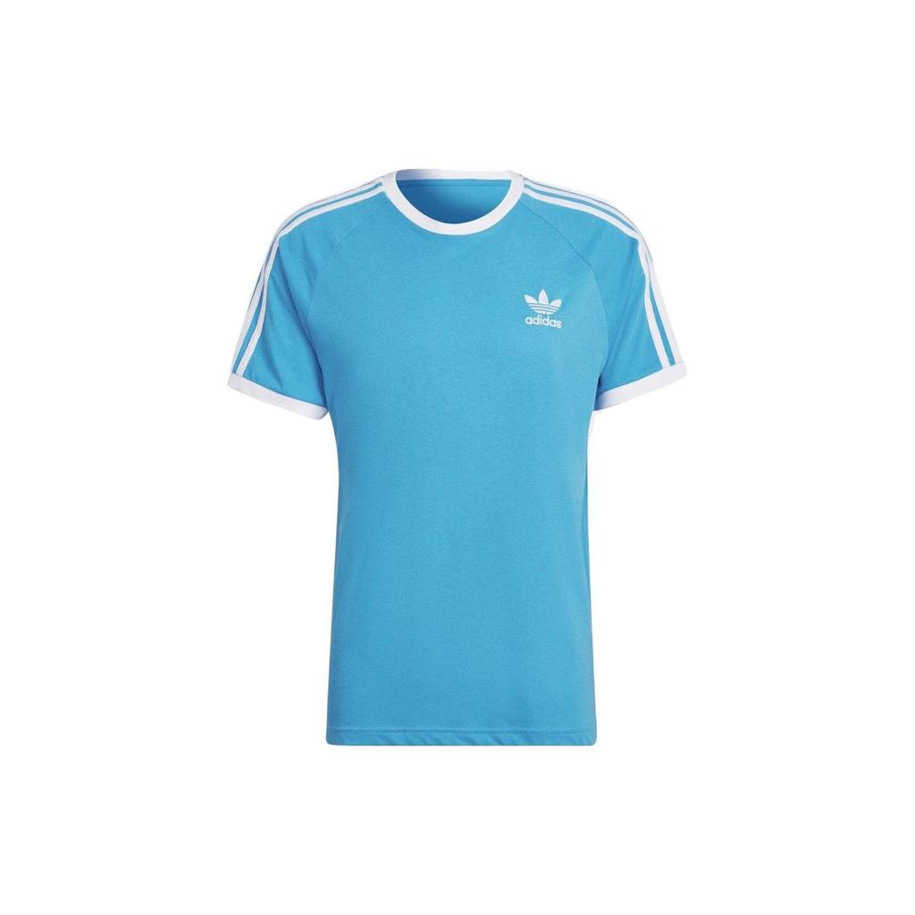 adidas Originals TRACE CALIFORNIA T Shirts Men's Blue Crew Neck Moderate Straight Fit HB9527