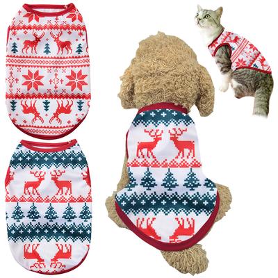 Dog Christmas Costume Pet Clothes For Small Dogs Puppy Vest New Year Cats Shirt Fashion Elk Print Chihuahua Yorkshire Outfits