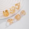 6Pcs Vintage Boho Ocean System Rings Set Shell Pearl Starfish Open Ring for Women Irregular Geometric Knuckle Ring Party Jewelry