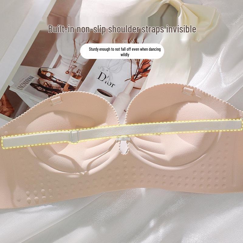 Nahtloser Push-Up-BH für Damen: Verbesserter Halt, Ohne Bügel, Auslaufschutz, Feste Schale, Seitenhalt, Einteiler-Design.