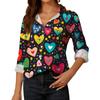 Chemisier femme imprimé bouton manches longues décontracté basique col de chemise haut régulier