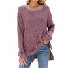 Womens Ribbed Brushed Cotton Long Sleeve Loose Fit Crew Neck Tee Top Winter