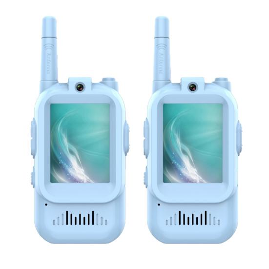 1 Set Kids Video Interphone Toy with Voice Changer Rechargeable Long Range Handheld Wireless Intercom Indoor Outdoor Boys Girls 2-Way Radio Toy