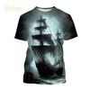 Pirate Ship Theme 3D Print Men's T-Shirt Summer Casual Men's Street T-Shirt Outdoor Sports Short Sleeve Fashion Men's T-Shirt