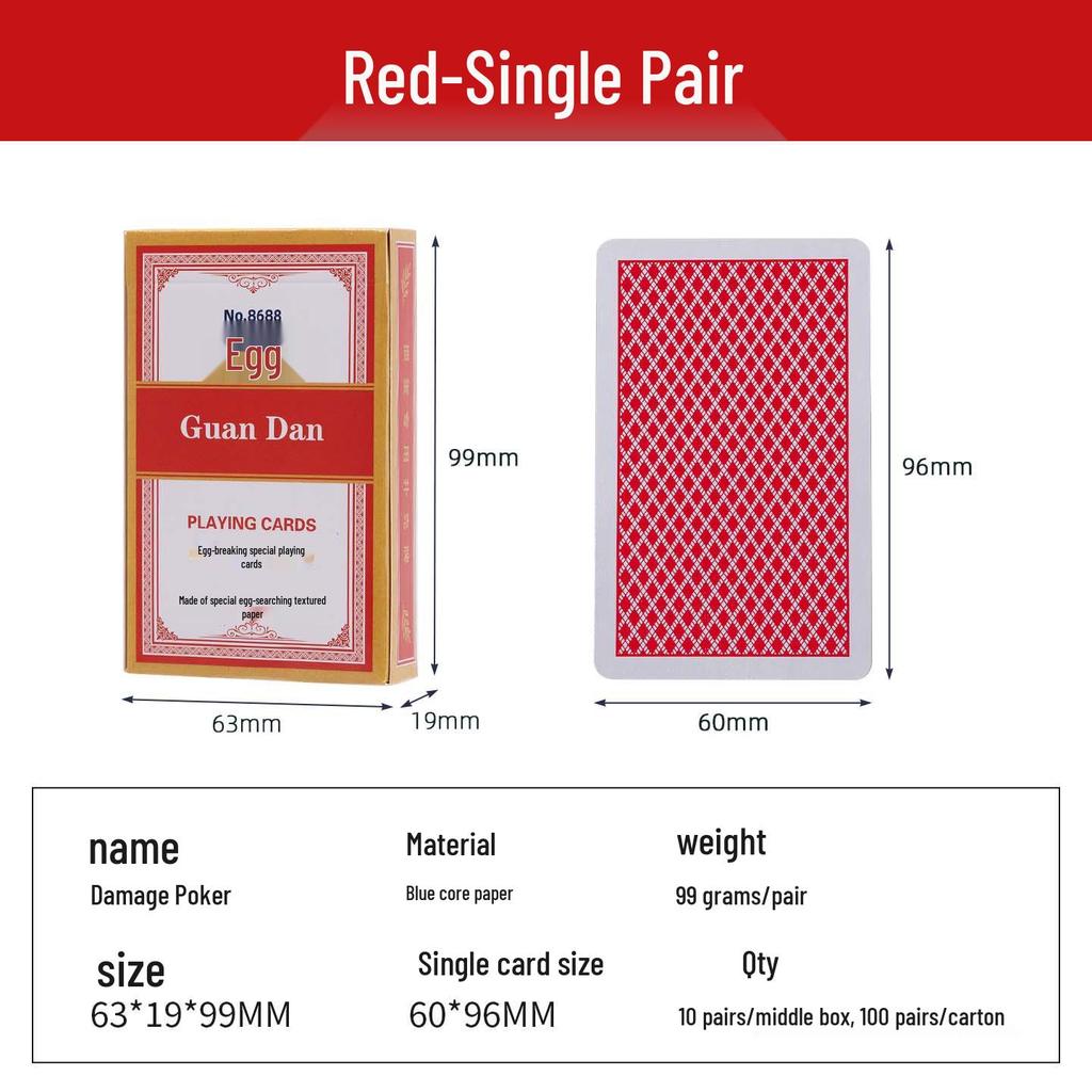 Guan Dan Premium Poker Playing Cards - Thickened, Hardened with High-End Linen Finish, Blue Core Paper, Full Case of 100 Decks.