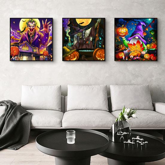 

1 набор для рисования искусственных бриллиантов на Хэллоуин для детей, взрослых, начинающих, красочный узор ведьмы-гнома, стразы своими руками, вышивка крестиком, рисунок