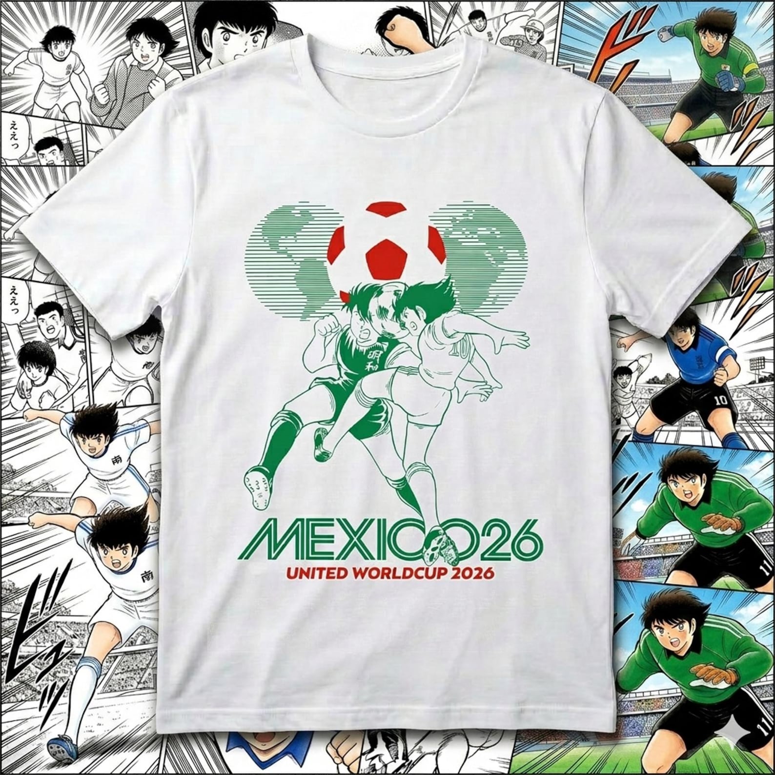 Captain Tsubasa Mexico 2026 Soccer Shirt 04, Anime Football Tee, Super Campeones Fan Apparel S