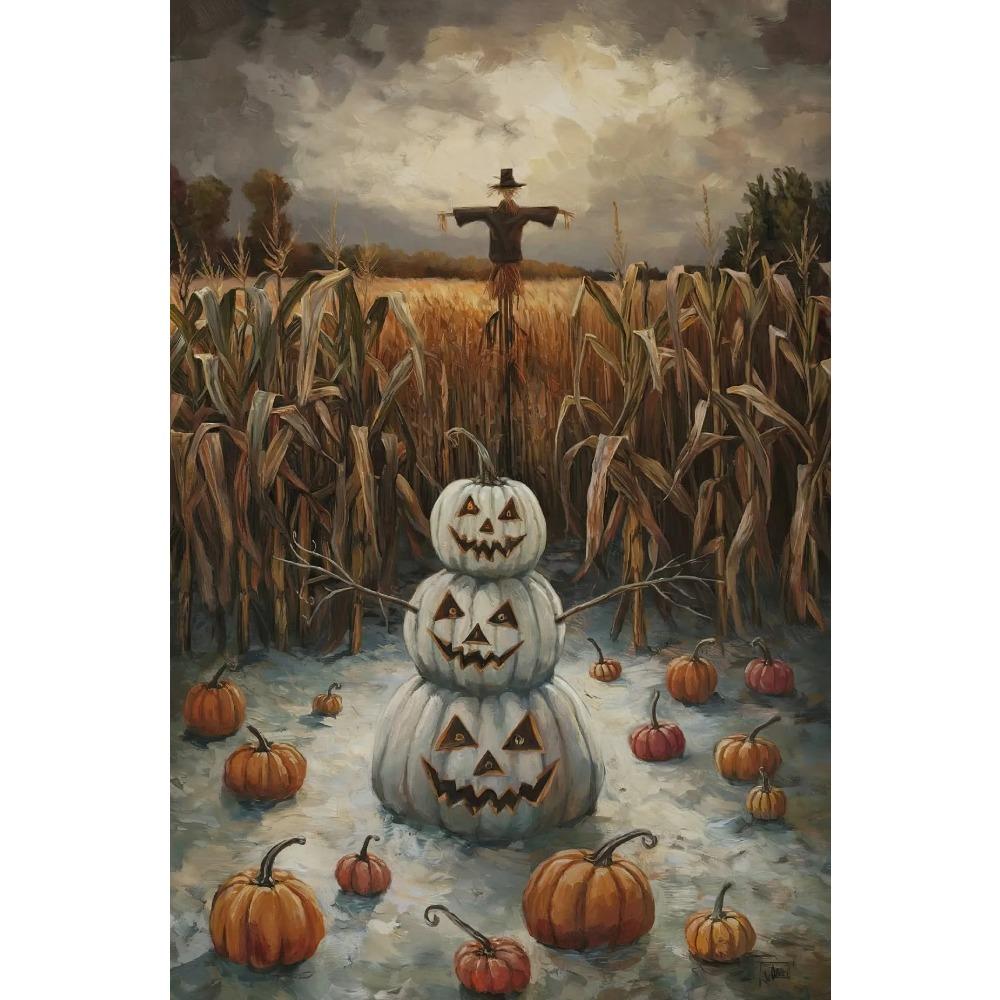 Dark Vintage Witch Halloween Posters Haunted House Pumpkin Girl Creepy Mansion Canvas Painting Wall Art Pictures Home Room Decor