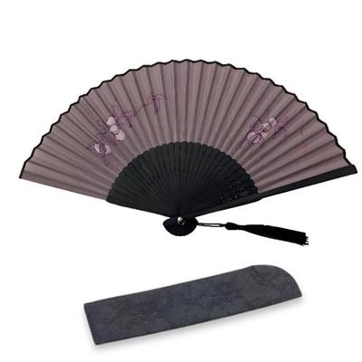 Seidenfächer aus einem Kimono-Shop Takehisa Yumeji Fächer mit Spitze perfekt für [Akazien-Stil] Hochwertige Damen-Etui/verpackt, zum Verschenken! (momo23Y-2BK)