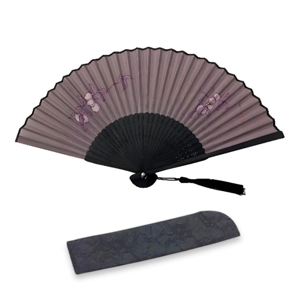 

silk fan from a kimono shop Takehisa Yumeji fan with lace perfect for [Acacia Style] High-quality Ladies case/boxed, gifting! (momo23Y-2BK)