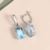 Real Sky Blue Topaz Earrings Special Cut Natural Gemstone Fine Jewelry for Women Earring 925 Sterling Silver