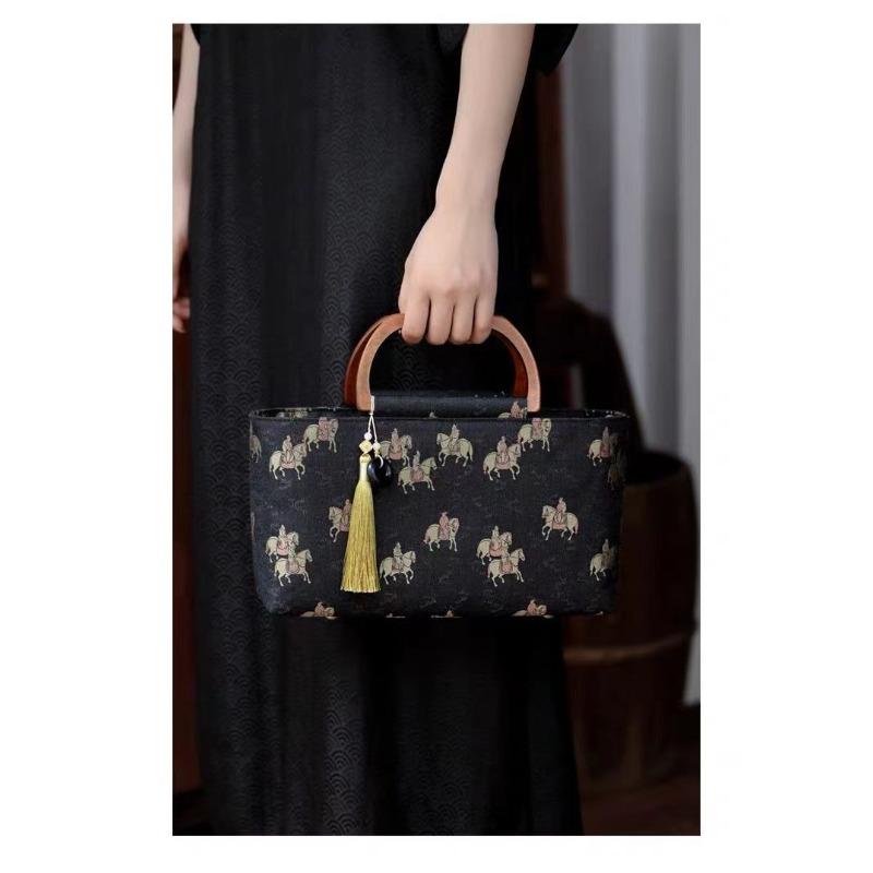 

Tangma handbag interwoven Song Jinnian new handbag atmospheric retro style Chinese style with cheongsam bag square