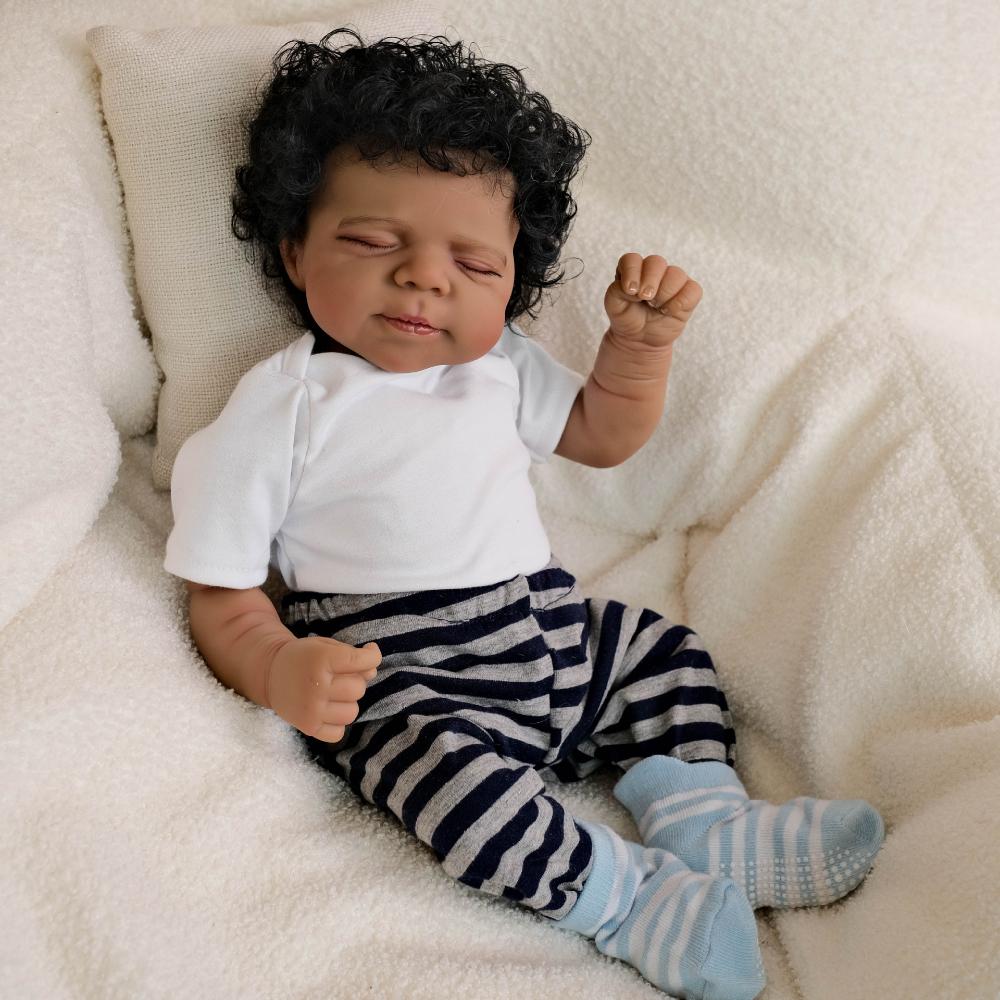 19 Inch Reborn Simulation Doll Pascale Wear Blue and White Plaid Pants Soft Touch Cloth Body Newborn Baby Doll Realistic Baby Doll Children's Day Gift