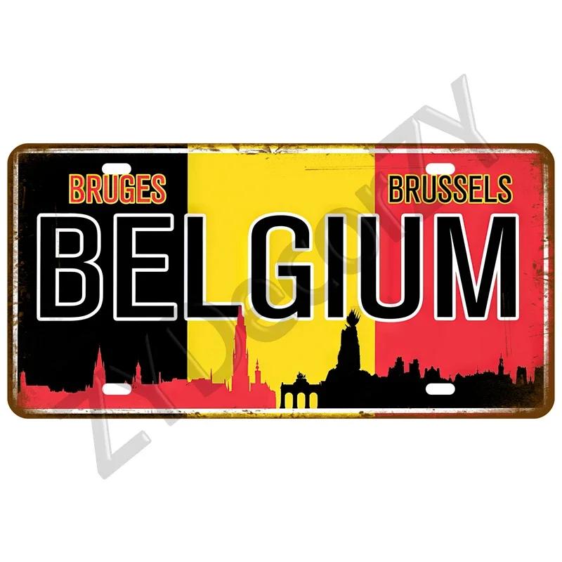 KLIOU Country Flag Tin Signs 15x30 Plaque France Spain Germany License Plate For Wall Home Restaurant Craft Bar Decor Metal Sign