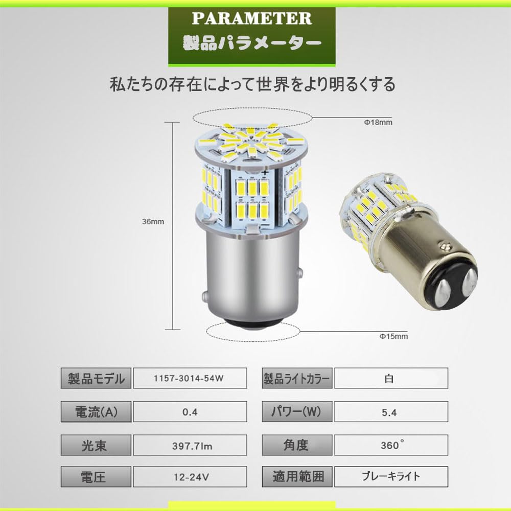GLOWZEN S25 LED Double Marker Lamp for -24V Car 1157 (Set of 2, White)