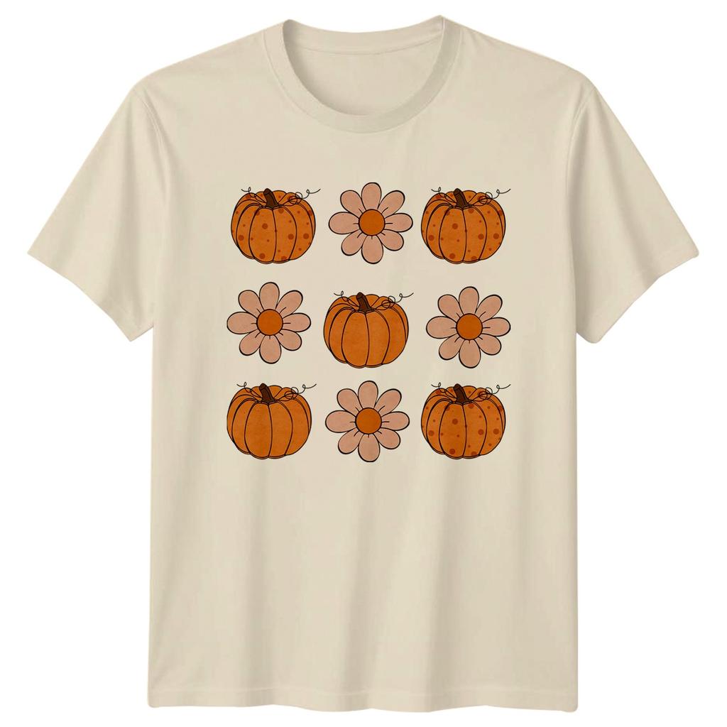 Retro Pumpkins And Flowers TShirt Retro Floral Autumn Gift For Him And Her