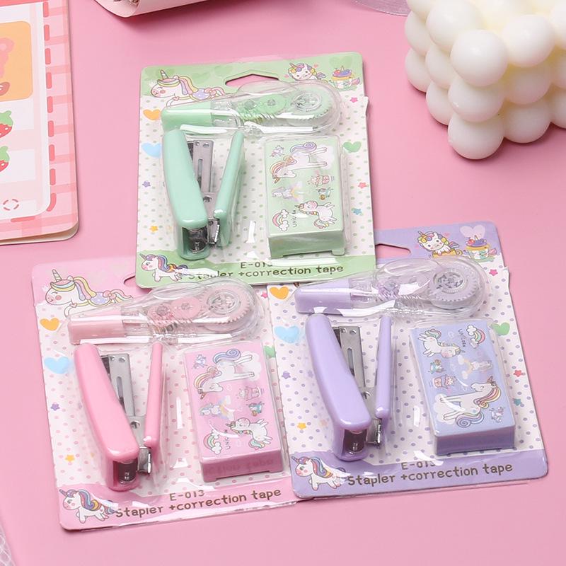 Colorful Cartoon Stapler & Correction Tape Set for Students